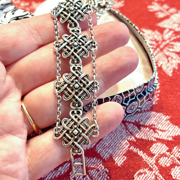 Brighton "La Scala" Ornate Silver Station Chain Bracelet dustbag & heart tin - Picture 5 of 5